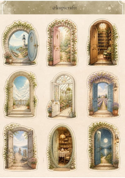 4 Sayfa Secret Rooms Sticker Set- Gizli Odalar Temalı Etiket Seti Ajanda Scrapbook Journal 0
