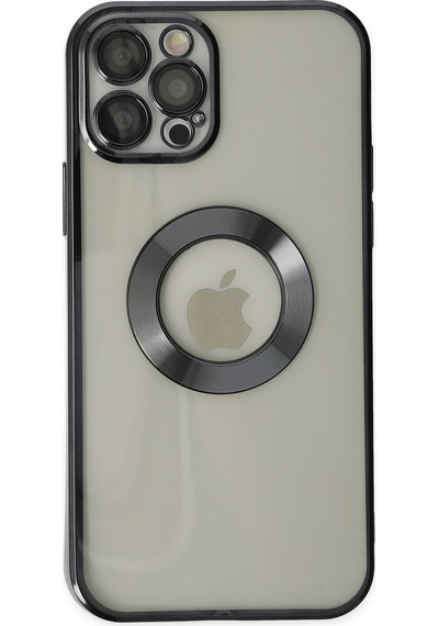Apple Uyumlu  iPhone 12 Pro Yanları Renkli Lens Korumalı Logo Gösteren Şeffaf Luxury Kılıf - Gold