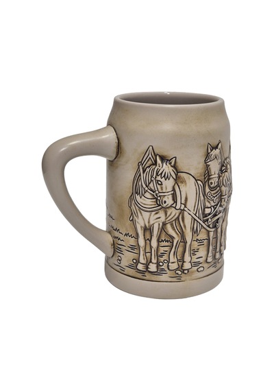Vintage Tankart Kabartmalı At Arabası Figürlü Alman Bira Bardağı 14cm