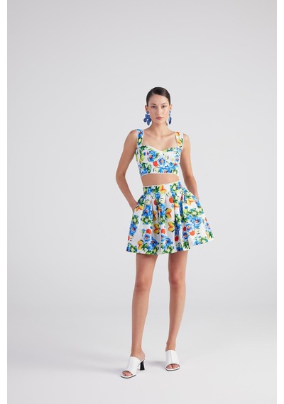 Holly Lolly Desenli Cepli Mini Ravello Etek Mavi
