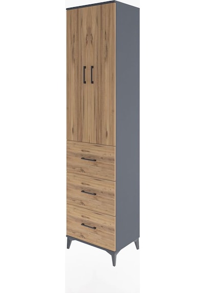 Hyperion Dolap 4 Raflı 3 Çekmeceli 2 Kapaklı 60x44x243 Antras... Antrasit