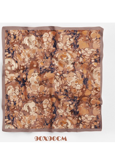 Ochre Desen 90x90cm Matte Cotton Eşarp Kahve - Krem