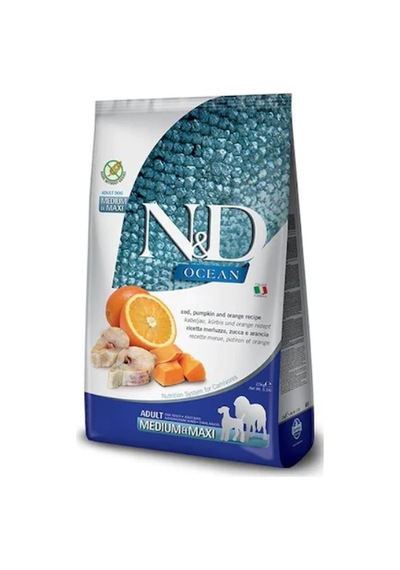 N&D Ocean Balkabaklı Portakal ve Balıklı Tahılsız Orta ve Büyük Irk Yetişkin Köpek Maması 2500 G