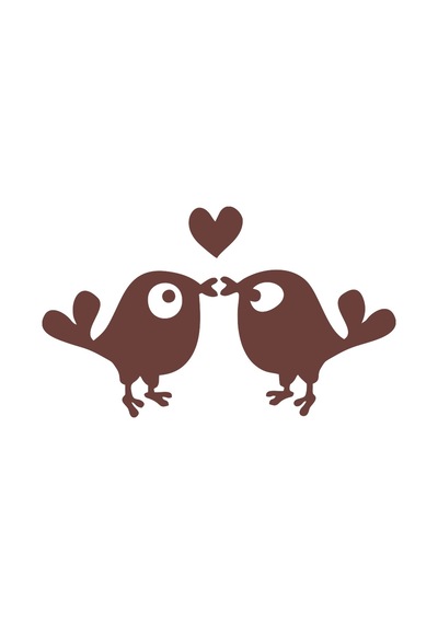 Sevimli Kuşlar Araba Sticker 17x17 Cm Kahverengi