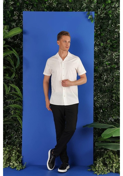 Efor G 1533 Slim Fit Beyaz Klasik Gömlek Beyaz