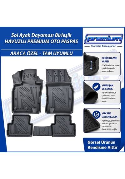 Nissan Qashqai Paspas Araca Özel 2013-2021 Derin Havuzlu Premium Oto Paspas