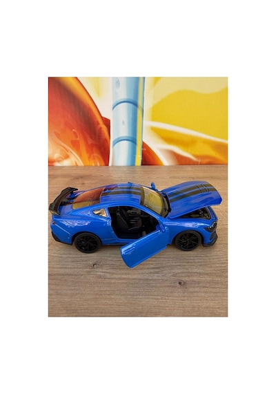 Ford Mustang Diecast Model Araba Sesli Işıklı Açılan Kapılar Ford Spor Model Araba Mavi - Siyah