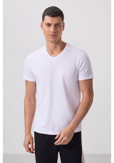 Tommy Life Beyaz Basic Kısa Kol Standart Kalıp V Yaka Erkek T-shirt - 87912 001