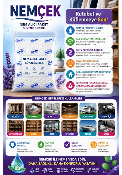 Nemçek Nem Alıcı Rutubet Giderici Koku Ve Küf Önleyici 2 Paket 500 Gr