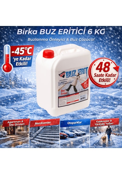 Birka Buz Eritici 6 Kg Buzlanma Önleyici Ve Buz Çözücü, -45 C, Magnezyum Klorürlü Tekli