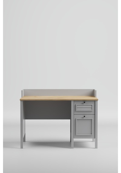Taiga Çekmeceli Çalışma Masası 120x87x65 Cm Buz Gri - Retro Tasarım Antrasit