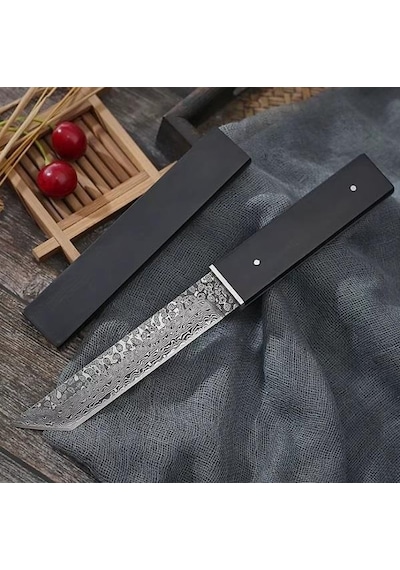 Japon Kamp Samurai Damascus Tanto Nadir Siyah