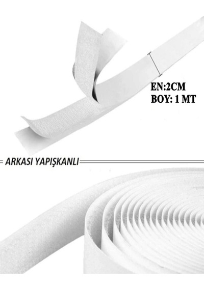 1 Metre Arkası Yapışkanlı Beyaz Cırt Cırtlı Bant Amerikan Fermuar