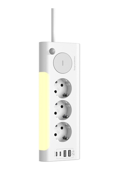 Prz06 3 Soketli 2 Usb 2 Type-c Pd20 2m 306 Joule Tam Bakır Kablolu Beyaz Akım Korumalı Priz 0