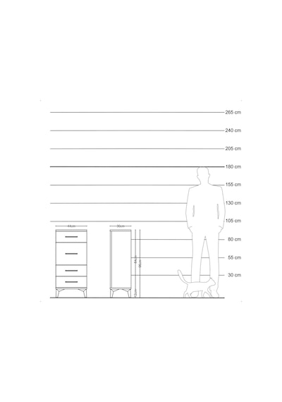 Arges Komodin 4 Çekmeceli 44x30x96 Antrasit-çam Antrasit
