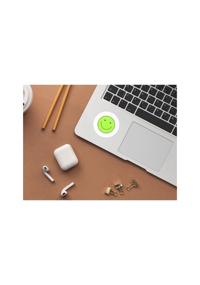 Yeşil Emoji Gülen Suratlar Etiketleri Sevimli Gülümseyen Yüz Yuvarlak Mat Sticker 3 Cm 95 Adet Çok Renkli