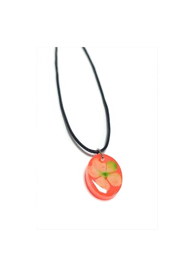 Ilkeshop Kartopu Çiçeği Oval Epoksi Kolye-turuncu Çok renkli