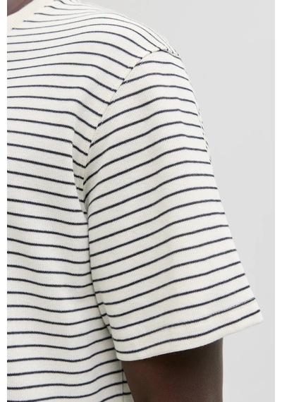 Jack & Jones Erkek T Shirt 12288015 Krem-Lacivert