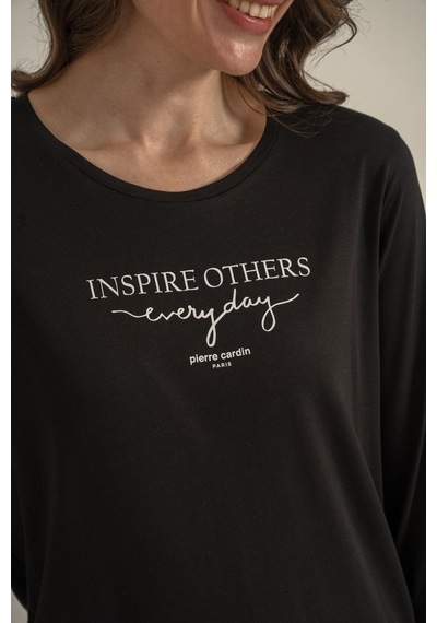 Pierre Cardin Kadın Inspire Others Everyday Siyah Uzun Kol Pijama Takım Pc9280-s-v1 Pc9280-s-v1