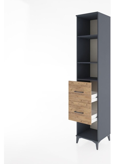Hyperion Dolap 3 Raflı 2 Çekmeceli 44x44x221 Antrasit-çam Antrasit