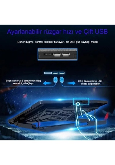 Hpy Pazar Altı Fanlı Laptop Soğutma Standı 14 15.6" 370 255 27 Mm