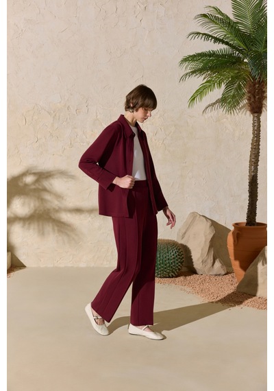Aker Bordo Beli Lastikli Pijama Altı Bordo Bordo
