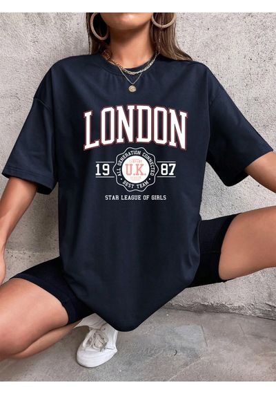 Noıssey Urban Pop Graphic Kadın Tişört Koleksiyonukod 5149 Lacivert