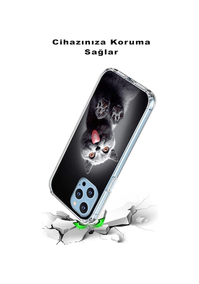 Samsung Galaxy A15 İle Uyumlu 1mm Slim Fit Kedi 2 050c Baskılı Şeffaf Kılıf