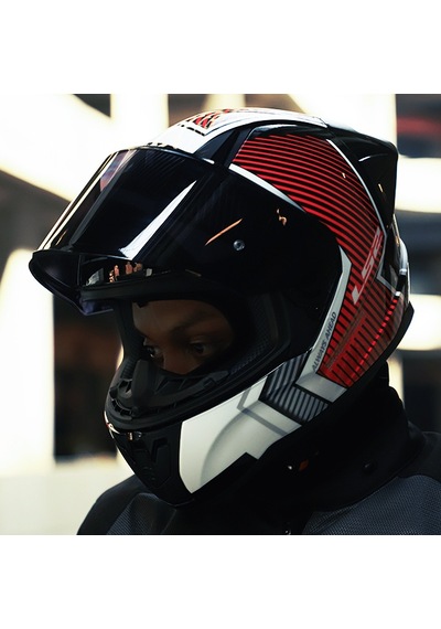 Siyah Cam + Ls2 Rapid 2 Race Extra Kask Beyaz - Kırmızı