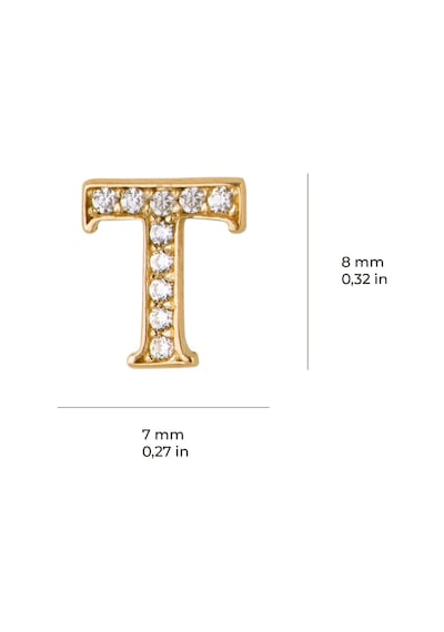 14 Ayar Altın Taşlı T Harf Küpe 0,46 Gr-6025