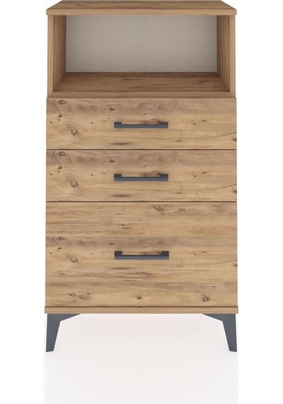 Arges Komodin Tek Raflı 3 Çekmeceli 60x30x106 Çam-çam Çam