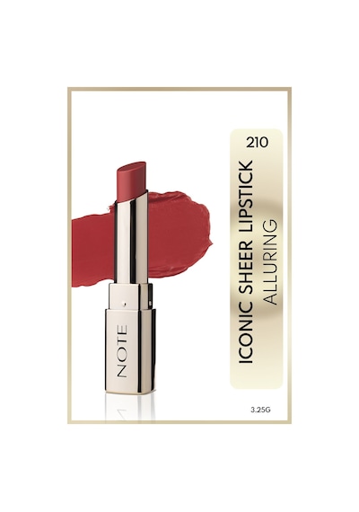 Note Cosmetique Iconic Sheer Lipstick Nemlendirici Parlak Ruj 210 Alluring - Kırmızı