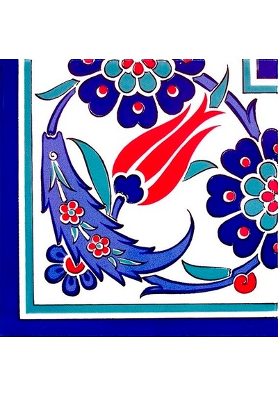 Armada Çini 20x20 Cm Ksk 26 Lale Desen Kütahya Çini Bordür Köşesi