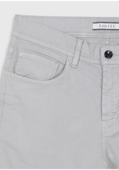 Ramsey Gri Dokuma Slim Fit Casual Pamuk Karışımlı Pantolon