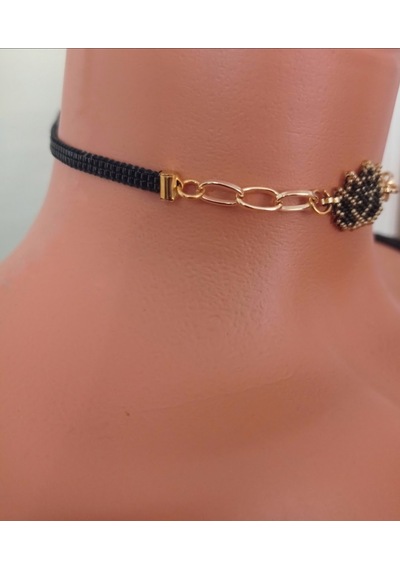 miyuki lotus çiçekli choker Altın