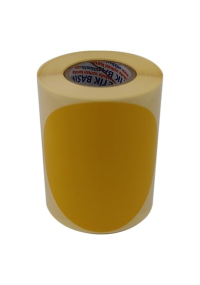 Kuşe Daire Renk Baskılı Çap Etiketi 100mm Daire Ölçülerinde Yuvarlak Çıkartma Sticker Ruloda 250 Adet Kendinden 1