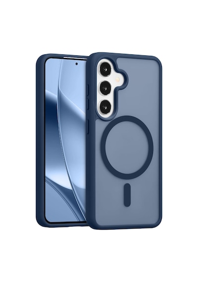Samsung Galaxy A27 Ile Uyumlu Kılıf Magsafe Şarj Özellikli Mat Arka Yüzeyli Kapak Lacivert