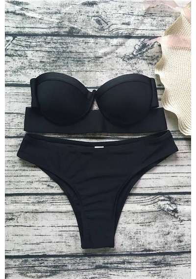 Angelsin Siyah Straplez Bikini Takım (402450014)