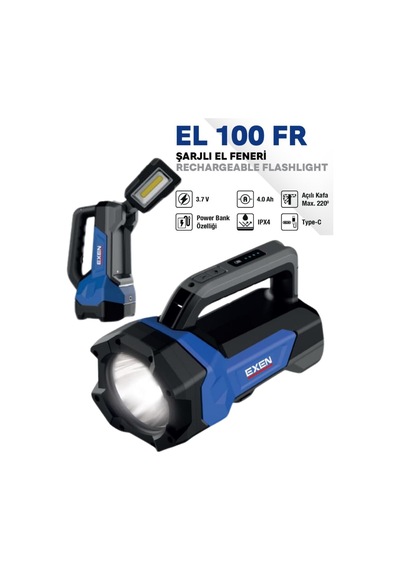 Exen El 100 Fr - 3.7v 4ah 600 Lümen Şarjlı El Feneri