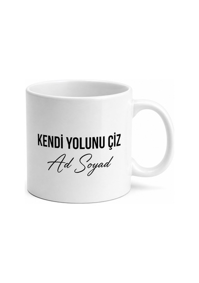 Kendi Yolunu Çiz Yazılı Çay Kupası Baskılı Porselen Kupa Hediye Bardak Beyaz / Çok Renkli