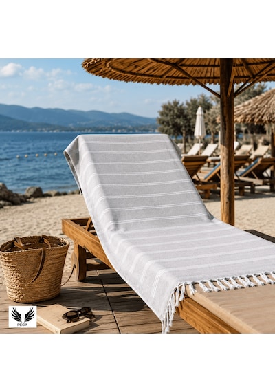 Pega Sultan Peştamal %100 Koton Açık Gri Plaj Havlusu 90 x 170 CM
