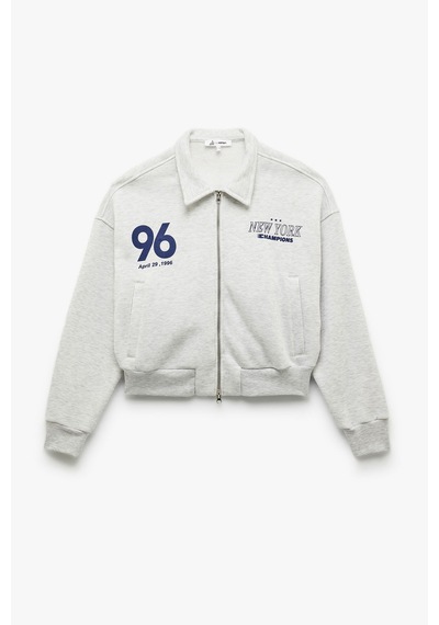 Koton Şardonlu Fermuarlı Sweatshirt Gri