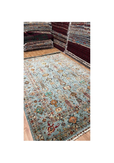El Dokuma Afghan Halısı Turkuaz