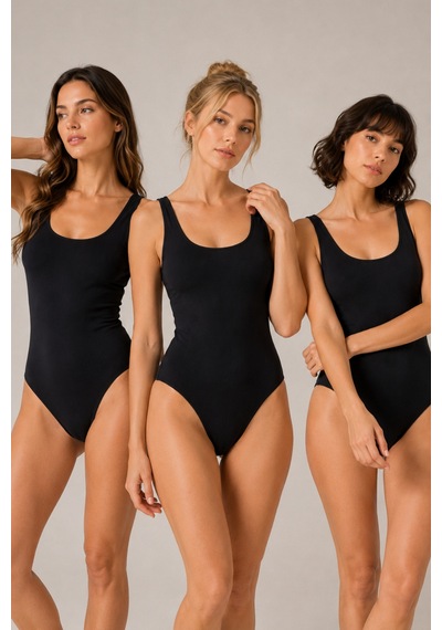 Loule Kadın 3'lü Siyah %95 Pamuklu Geniş Askılı Alttan Kancalı Body