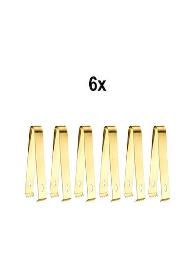 6 Adet Çelik 16,2 Cm Gold Buz Ve Şeker Maşası Mt128sr-6