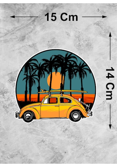 Classic Volkswagen Vosvos Sticker - Araba Oto Motosiklet Karavan Sticker - 00065 15x14 Cm