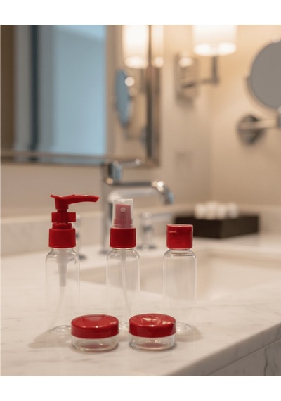 Zero Land 5 Li - 301 - Seyahat Boy Kozmetik Şişe Seti 30 Ml - Cadde101 - Çantalı Organizer Krem