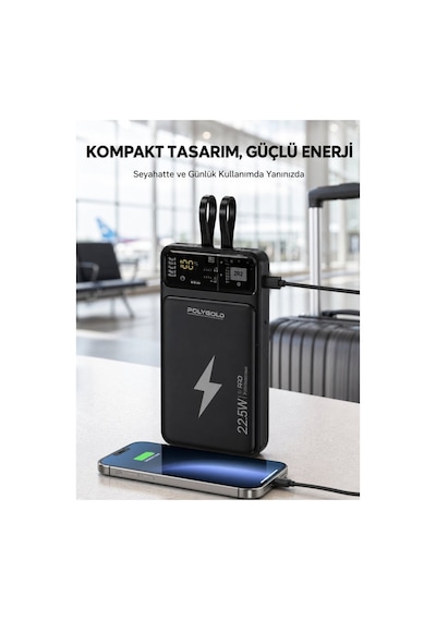 Powerbank Dahili Ekranlı 10000 Mah Çift Kablolu Yeni Nesil - Hs08376465-9348 Renkli Renkli