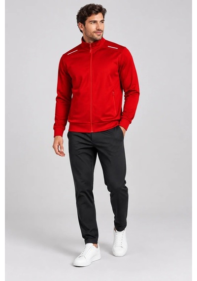 New Performance Unc0310 Fermuarlı Eşofman Ceket Likrarlı Polyester-3710 Kırmızı