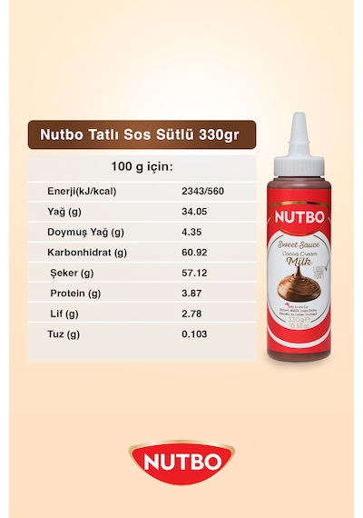 Nutbo Tatlı Sos Sütlü- Waffle& Krep& Pankek& Churros& San Sebastian& Kruvasan& Dondurma Sos 330 Gr